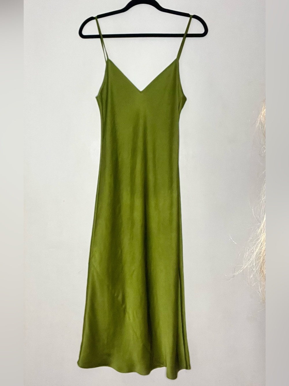 Aritzia Olive Green Satin Slip Dress